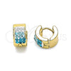 Argolla Huggie 02.230.0048.7.10 Acero Inoxidable, con Aqua Azul and Blanca Cristal, Pulido, Tono Dorado