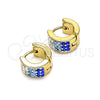 Argolla Huggie 02.230.0048.9.10 Acero Inoxidable, con Zafiro Azul and Blanca Cristal, Pulido, Tono Dorado