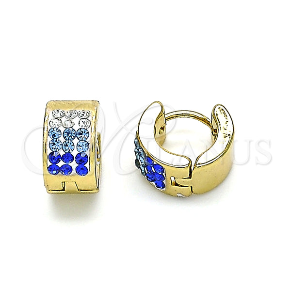 Argolla Huggie 02.230.0048.9.10 Acero Inoxidable, con Zafiro Azul and Blanca Cristal, Pulido, Tono Dorado