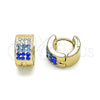 Argolla Huggie 02.230.0048.9.10 Acero Inoxidable, con Zafiro Azul and Blanca Cristal, Pulido, Tono Dorado