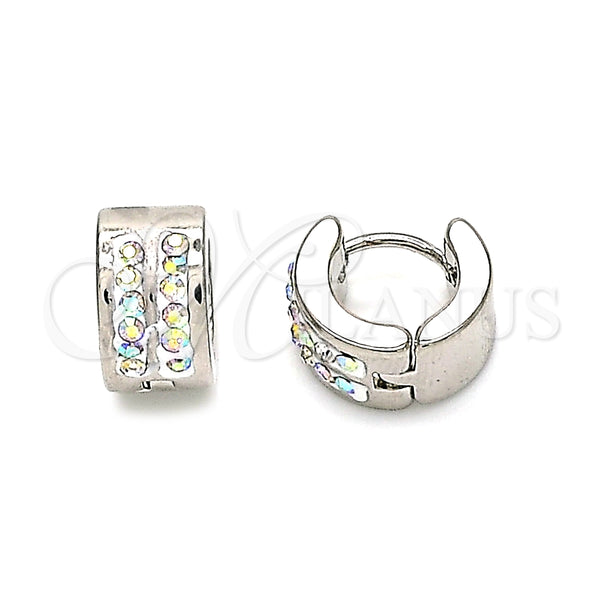 Argolla Huggie 02.230.0050.10 Acero Inoxidable, con Aurore Boreale Cristal, Pulido, Tono Plateado