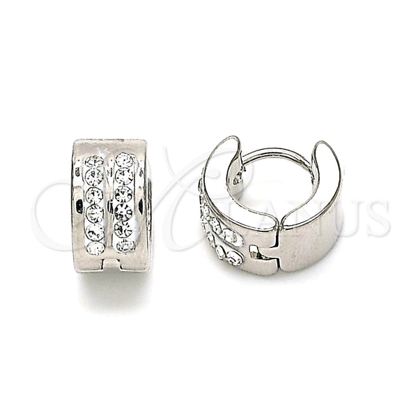 Argolla Huggie 02.230.0050.1.10 Acero Inoxidable, con Blanca Cristal, Pulido, Tono Plateado