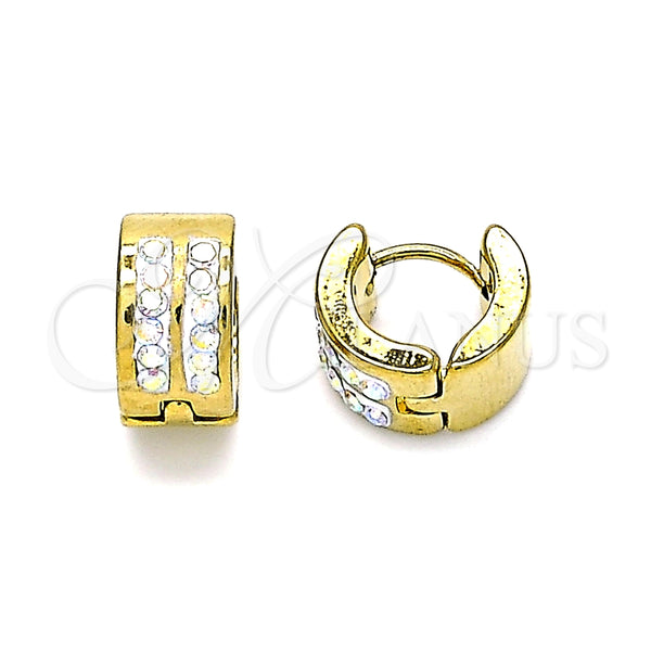 Argolla Huggie 02.230.0050.2.10 Acero Inoxidable, con Aurore Boreale Cristal, Pulido, Tono Dorado