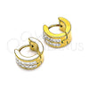 Argolla Huggie 02.230.0050.3.10 Acero Inoxidable, con Blanca Cristal, Pulido, Tono Dorado