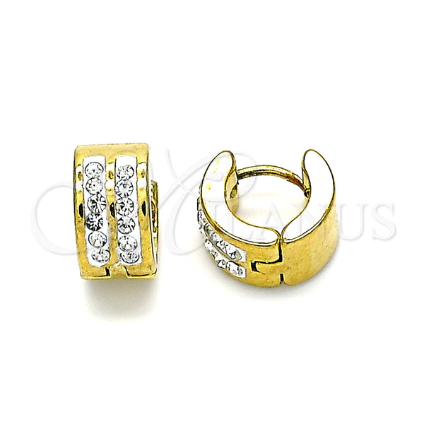 Argolla Huggie 02.230.0050.3.10 Acero Inoxidable, con Blanca Cristal, Pulido, Tono Dorado