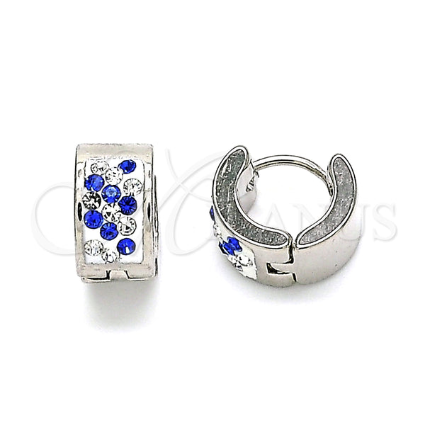 Argolla Huggie 02.230.0051.10 Acero Inoxidable, con Zafiro Azul and Blanca Cristal, Pulido, Tono Plateado