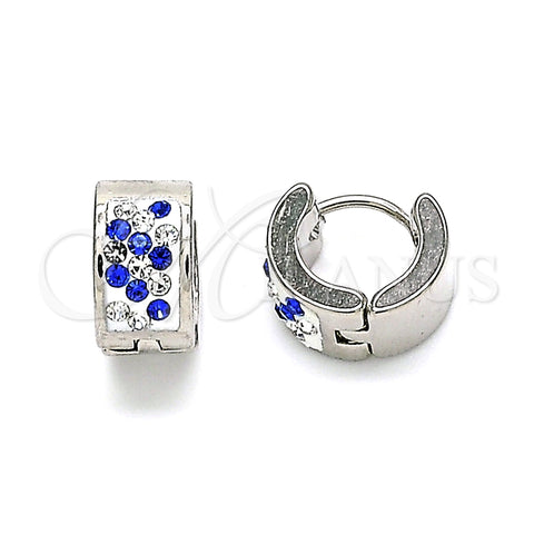 Argolla Huggie 02.230.0051.10 Acero Inoxidable, con Zafiro Azul and Blanca Cristal, Pulido, Tono Plateado