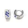 Argolla Huggie 02.230.0051.10 Acero Inoxidable, con Zafiro Azul and Blanca Cristal, Pulido, Tono Plateado