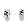 Argolla Huggie 02.230.0051.2.10 Acero Inoxidable, con Negro and Blanca Cristal, Pulido, Tono Plateado