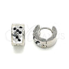Argolla Huggie 02.230.0051.2.10 Acero Inoxidable, con Negro and Blanca Cristal, Pulido, Tono Plateado