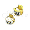 Argolla Huggie 02.230.0051.5.10 Acero Inoxidable, con Negro and Blanca Cristal, Pulido, Tono Dorado