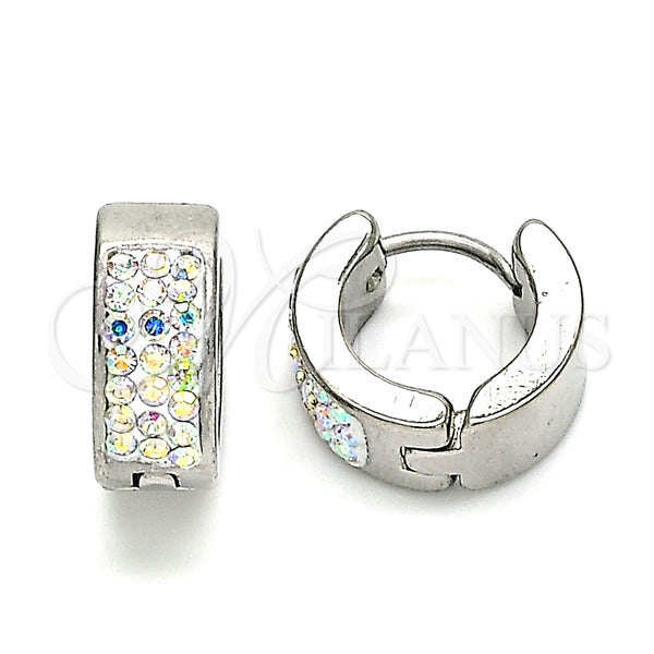 Argolla Huggie 02.230.0068.12 Acero Inoxidable, con Aurore Boreale Cristal, Pulido, Tono Plateado