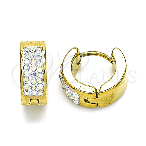 Argolla Huggie 02.230.0068.1.12 Acero Inoxidable, con Aurore Boreale Cristal, Pulido, Tono Dorado