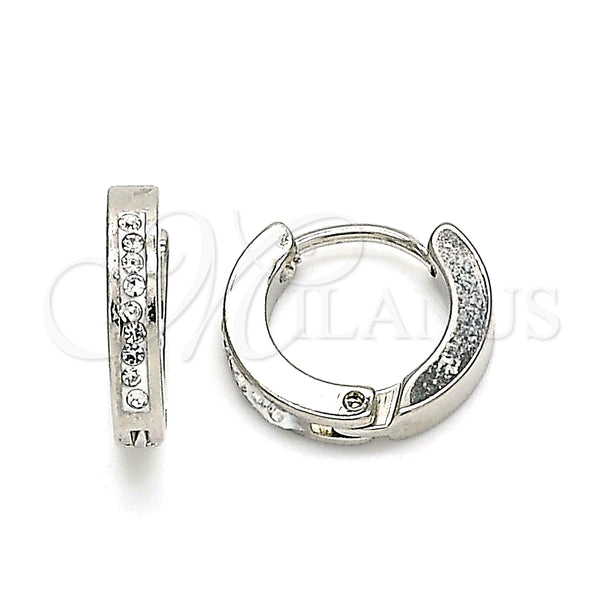 Argolla Huggie 02.230.0070.12 Acero Inoxidable, con Blanca Cristal, Pulido, Tono Plateado