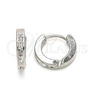 Argolla Huggie 02.230.0070.12 Acero Inoxidable, con Blanca Cristal, Pulido, Tono Plateado