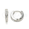 Argolla Huggie 02.230.0070.12 Acero Inoxidable, con Blanca Cristal, Pulido, Tono Plateado