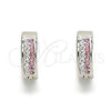 Argolla Huggie 02.230.0072.12 Acero Inoxidable, con Rosado and Blanca Cristal, Pulido, Tono Plateado