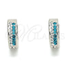Argolla Huggie 02.230.0072.2.12 Acero Inoxidable, con Aqua Azul and Blanca Cristal, Pulido, Tono Plateado