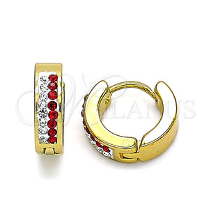 Argolla Huggie 02.230.0072.4.12 Acero Inoxidable, con Granate and Blanca Cristal, Pulido, Tono Dorado