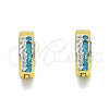 Argolla Huggie 02.230.0072.5.12 Acero Inoxidable, con Aqua Azul and Blanca Cristal, Pulido, Tono Dorado
