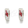 Argolla Huggie 02.230.0073.1.12 Acero Inoxidable, con Granate and Blanca Cristal, Pulido, Tono Plateado