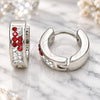 Argolla Huggie 02.230.0073.1.12 Acero Inoxidable, con Cristal Granate y Blanca, Pulido, Tono Plateado