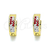 Argolla Huggie 02.230.0073.3.12 Acero Inoxidable, con Granate and Blanca Cristal, Pulido, Tono Dorado