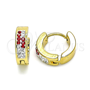 Argolla Huggie 02.230.0073.3.12 Acero Inoxidable, con Granate and Blanca Cristal, Pulido, Tono Dorado