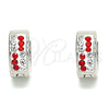 Argolla Huggie 02.230.0074.12 Acero Inoxidable, con Granate and Blanca Cristal, Pulido, Tono Plateado