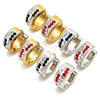 Argolla Huggie 02.230.0074.12 Acero Inoxidable, con Granate and Blanca Cristal, Pulido, Tono Plateado