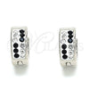 Argolla Huggie 02.230.0074.1.12 Acero Inoxidable, con Negro and Blanca Cristal, Pulido, Tono Plateado