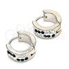 Argolla Huggie 02.230.0074.1.12 Acero Inoxidable, con Negro and Blanca Cristal, Pulido, Tono Plateado