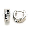 Argolla Huggie 02.230.0074.1.12 Acero Inoxidable, con Negro and Blanca Cristal, Pulido, Tono Plateado