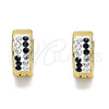 Argolla Huggie 02.230.0074.3.12 Acero Inoxidable, con Negro and Blanca Cristal, Pulido, Tono Dorado