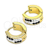 Argolla Huggie 02.230.0074.3.12 Acero Inoxidable, con Negro and Blanca Cristal, Pulido, Tono Dorado