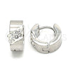 Argolla Huggie 02.230.0045.2.12 Acero Inoxidable, con Blanca Cristal, Pulido, Tono Plateado