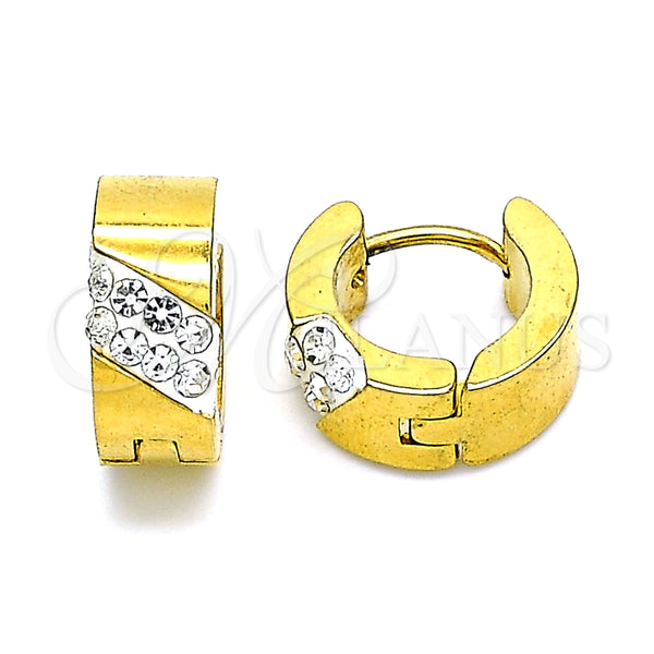 Argolla Huggie 02.230.0045.3.12 Acero Inoxidable, con Blanca Cristal, Pulido, Tono Dorado