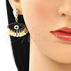 Arete Largo 02.331.0030 Oro Laminado, Diseño de Ojo Griego, Pulido, Tono Dorado