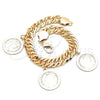 Tobillera de Dije 03.331.0128.10 Oro Laminado, Diseño de Cubana, Pulido, Tono Dorado (12 MM Thickness, 10 Inches Length)