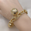 Pulsera de Dije 03.331.0129.08 Oro Laminado, Diseño de Bola, Pulido, Tono Dorado (12 MM Thickness, 8 Inches Length)