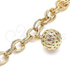 Pulsera de Dije 03.331.0129.08 Oro Laminado, Diseño de Bola, Pulido, Tono Dorado (12 MM Thickness, 8 Inches Length)