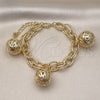 Pulsera de Dije 03.331.0129.08 Oro Laminado, Diseño de Bola, Pulido, Tono Dorado (12 MM Thickness, 8 Inches Length)