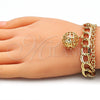 Pulsera de Dije 03.331.0130.08 Oro Laminado, Diseño de Bola y Cascavel, Pulido, Tono Dorado (Grosor 10 MM, 8 Pulgadas de Largo)