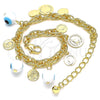 Pulsera de Dije 03.331.0133.08 Oro Laminado, Diseño de Ojo Griego, Pulido, Tono Dorado (06 MM Thickness, 8 Inches Length)