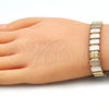 Pulsera Elegante 03.331.0134.08 Oro Laminado, Pulido, Tres Tonos (10 MM Thickness, 8 Inches Length)