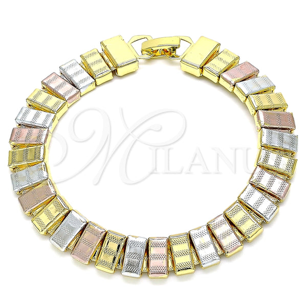 Pulsera Elegante 03.331.0134.08 Oro Laminado, Pulido, Tres Tonos (10 MM Thickness, 8 Inches Length)