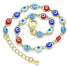 Pulsera Elegante 03.63.2212.07 Oro Laminado, Diseño de Ojo Griego, Resinado Multicolor, Tono Dorado (Grosor 05 MM, 7 Pulgadas de Largo)
