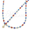 Collar y Pulsera 06.63.0255 Oro Laminado, Diseño de Ojo Griego, Resinado Multicolor, Tono Dorado
