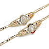 Pulsera Elegante 03.380.0044.08 Oro Laminado, Diseño de Guadalupe y Elefante, con Multicolor Cristal, Pulido, Tres Tonos (04 MM Thickness, 8 Inches Length)