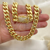 Gargantilla Basica 03.278.0004.24 Acero Inoxidable, Diseño de Miami Cubana, con Blanca Micro Pave, Pulido, Tono Dorado (220 Gauge, 10 MM Thickness, 24 Inches Length)